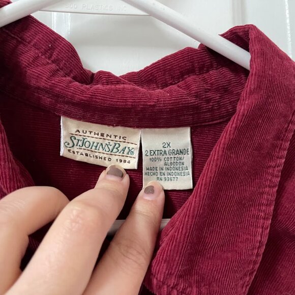Vintage Burgundy Corduroy Button-Down Shirt - Picture 5 of 8
